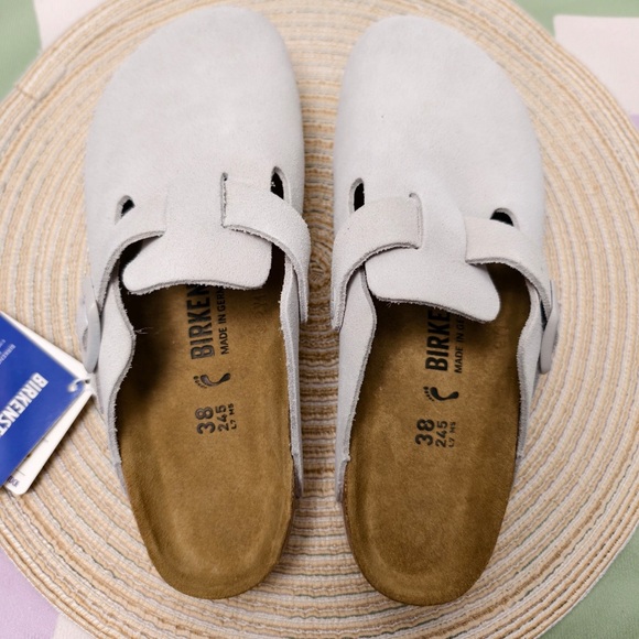 Birkenstock Boston White Suede Clogs | Narrow Fit - Picture 2 of 6